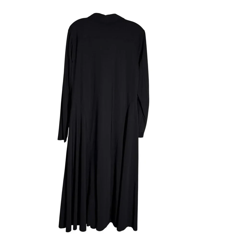 Athleta Black Midi Shirt Dress W/ Collar & Long Sleeves Button Front Size M - Picture 4 of 14